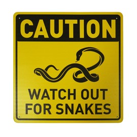 BTHUKO Safety Sign 12x12 inch, Danger Sign Watch Out for Snakes Wall Art Warning Caution Tin Signs Metal Road Yard Decor