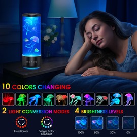 Jellyfish Lamp Bluetooth Speaker,12 White Noise LED Aquarium Night Light, 10 Color Changing 2 Lighting Modes,Mood Lamp for Home Office Sleep Relaxation, Gifts for Kids Children Adults,Home Decoration