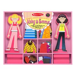 Melissa & Doug Abby and Emma Magnetic Wooden Dress-Up Dolls Play Set (55+ Pieces), Magnetic Dolls, Pretend Play & Preschool Toys for Kids 3+