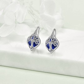 WINNICACA Tree of Life Birthstone Earrings Sterling Silver Christmas Birthstone Leverback Earrings Tree of Life Jewelry Gifts for Women Girlfriend Birthday Christmas