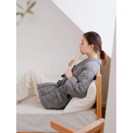 mianshe Warm Hanten with Collar Attached Cold Protection Room Wear (Hanten/Hanaten) Unisex Free Size Lightweight and Washable, dark navy, Free size