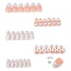 30Pcs Bow Press on Nails Short Almond Fake Nails Blue