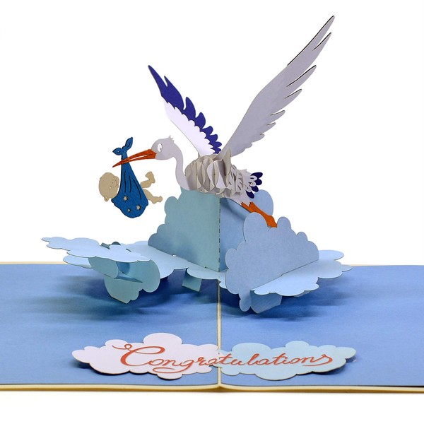 CUTE POPUP - New Baby Boy Card Pop Up with