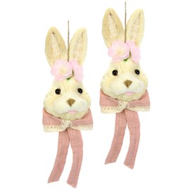 Raffia Rabbit Head Decorative Figure Rabbit Easter Bunny Spring Decoration Easter Decoration Rabbit Figure Door Decoration Easter Wreath Wall Decoration Easter Figure Spring Decoration Decorative Rabbit Sculpture Basthase Rabbit Couple