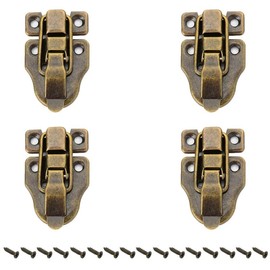 4PCS Antique Toggle Catch Latch Clasp, Wooden Box Latch with Screw,Antique Brass Decorative Hasp,Jewelry Box Lock Buckle,Hasp Lock Latch,40 * 62MM