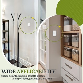 TG 4 Hour Countdown Timer Switch, 5-10-30-60 Min, 2-4 Hour, in Wall Timer Switch for Bathroom Fans, Lights, 120VAC Neutral Wire Required, UL Listed, White, 2 Pack