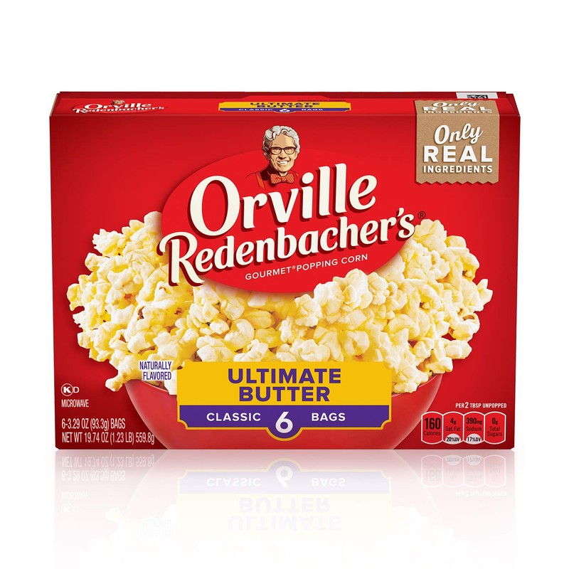 Orville Redenbacher’s Microwave Popcorn, Ultimate Butter Flavor, 3g Fiber Per