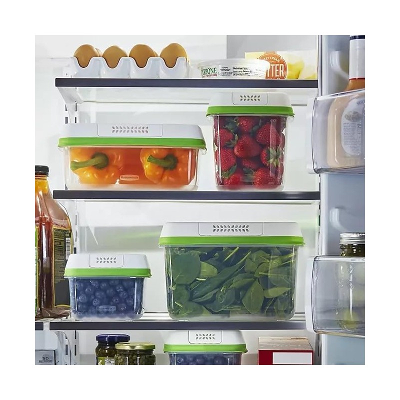 Rubbermaid FreshWorks Produce Saver, Large Storage Containers With Lids, Pack