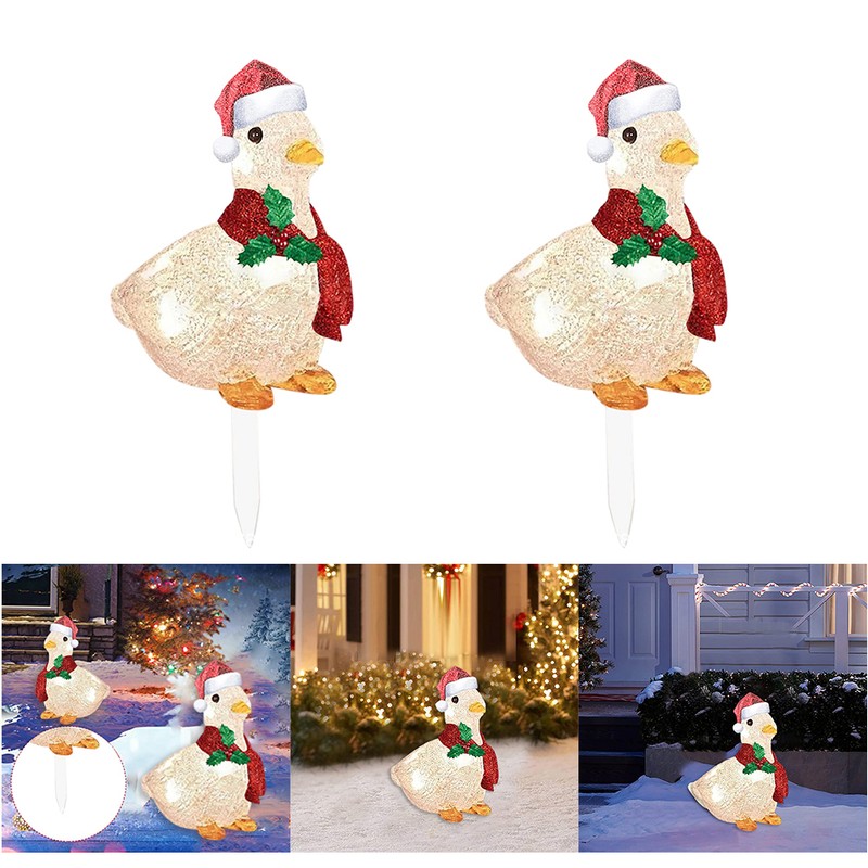 Duck with Scarf Decor Lights Flat Garden Sculpture Ornaments for