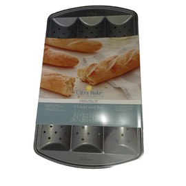 Wilton Ultra Bake Pro 3 Cavity Non-Stick Carbon Steel Baguette Baking Tray 15X10