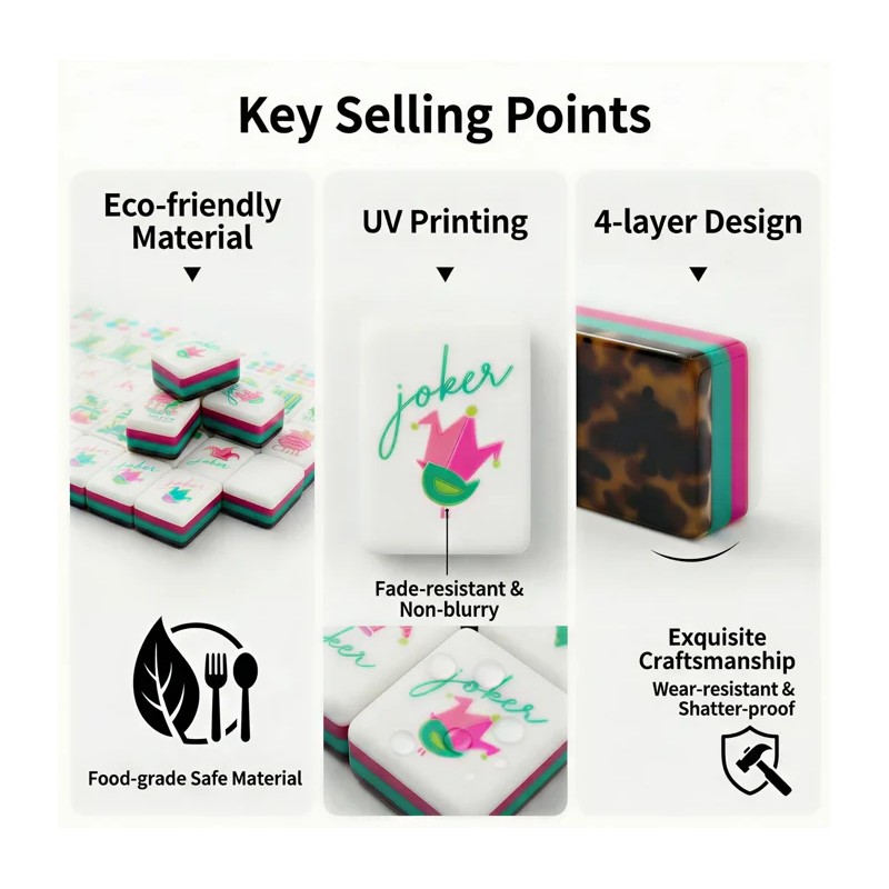Pink US Local Stock Acrylic American Mahjong Tiles Pink 4-layer