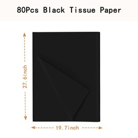 80 Sheets Black Tissue Paper 70 x 50 cm Wrapping Paper for Crafts DIY Birthday Christmas Wedding Baby Shower Gift Decoration