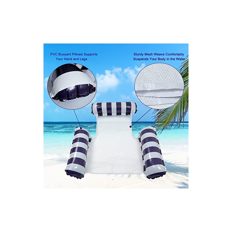 Juego de 2 colchonetas para piscina, flotador e inclinable, 4