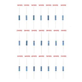 HUABAN 5pcs * 21 Species 3W 3 Watts 10K 12K 15K 18K 20K 22K 24K 27K 30K 33K 36K 39K 43K 47K 51K 56K 62K 68K 75K 82K 91K Ohm 1% Metal Film Resistor