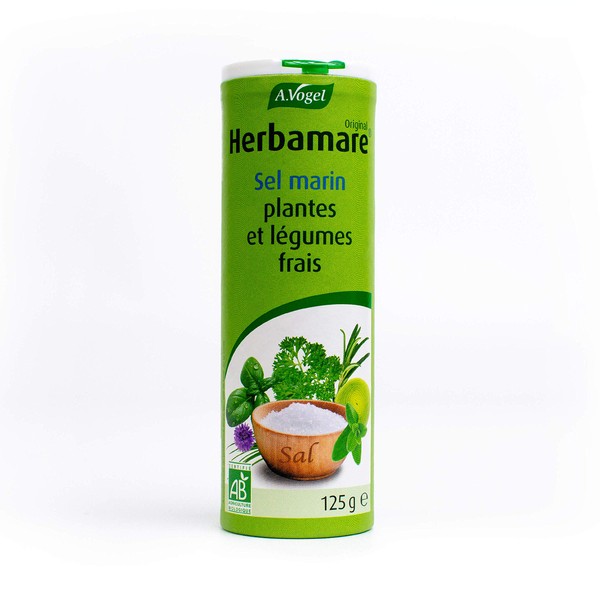 A. VOGEL - Herbamare® Original - Sel marin, plantes et légumes frais - Assaisonnement sain et bio - Vegan - 125 g - Fabriqué en France, à Colmar (Alsace).
