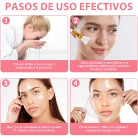 Mascarilla de Colageno, Paquete De Mascarilla Facial Peel Off Envoltura De Colágeno Durante La Noche, Hidratación Profunda, Reduce la Flacidez y Opacidad, con Cepillo