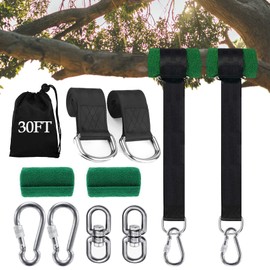 Werfeito Tree Swing Hanging Straps Kit (Set of 2) - 3FT/8FT/10FT/20FT/30FT Heavy Duty Tree Swing Straps Holds 5000 lbs, Easy & Fast Installation for All Types of Swings and Hammocks(30 FT)