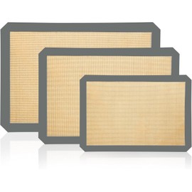 Silicone Baking Mat, 3 Pac Silicone Cookie Sheets for 2 Baking 16.5"L x 11.6"W and 1 Pc 11.81 "L x 8.27"W Reusable Baking Mat - Non-Stick Food Safe，Dark Gray Oven Baking Sheet