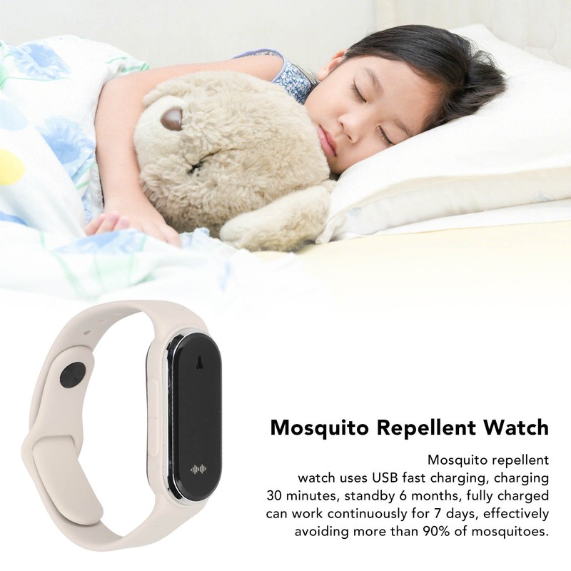 Ultrasonic Mosquito Repellent Bracelet Rechargeable Mosquito Repellent Watch with Time