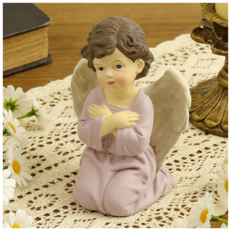 Praying Angel Figurine, 3.74 Inch Resin Guardian Angel Home Decor