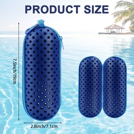 IHLOOTD Swimming goggles case with carabiner, swim glasses case, hard case, protective glasses case, unisex, for swimming goggles, sunglasses and sports glasses (dark blue)