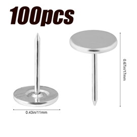 100pcs Heavy Duty Thumb Tacks, Alloy Flat Head Push Pins Upholstery Pushpins Decorative Nails for Wood Fabric Upholstery Cork Bulletin Board Home Office DIY Projects (Silver)