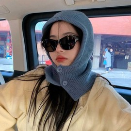 Knit Balaclava - Button TD-1005083 Brown/ONE 3ea