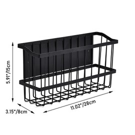 Ganydet Magnetic Storage Basket, Black Magnetic Towel Basket with Strong Magnet for Kitchen Laundry Room Office School Organization and Home Dryer Ball Storage, 11.02"x3.15"x5.91"