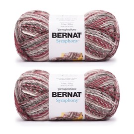 Bernat Symphony Pomegranate Punch Yarn - 2 Pack of 225g/8oz - Wool Blend - 5 Bulky - 309 Yards - Knitting/Crochet