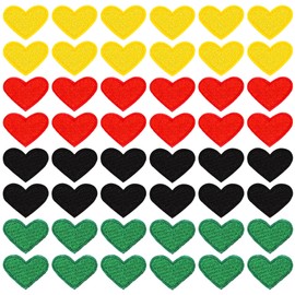 mortd 60Pcs Black History Month Black Red Green Yellow Heart Iron On Patches, Love Embroidered Patches for Black History Month Juneteenth Freedom Day Clothing Bags Decoration Party Supplies