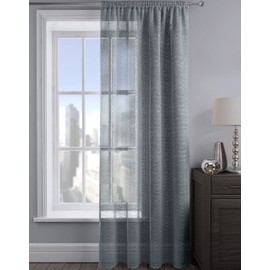 Intimates 1 Panel Woven Shimmer Voile Curtains Window Voile Panel Drapes Treatment for Bedroom and Living (Charcoal, 54" w x 90" d)
