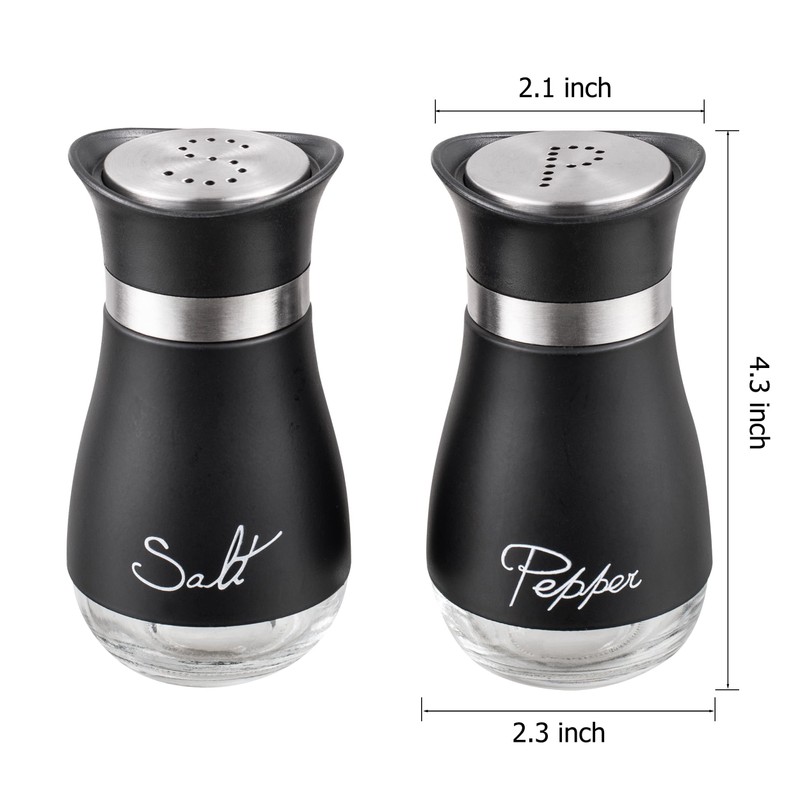 Lonffery Salt and Pepper Shakers, Stainless Steel and Glass Bottle,