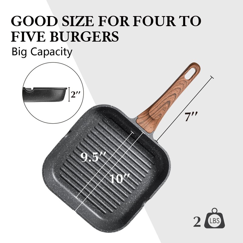 SENSARTE Nonstick Grill Pan for Stove Tops, Versatile Griddle with