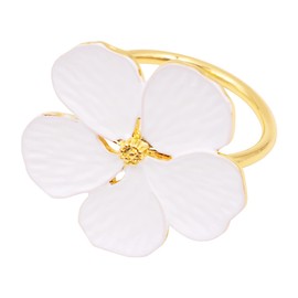 WANGCL Set of 6 Napkin Ring Holder White Floral Serviette Buckles for Wedding Party Banquet Thanksgiving Christmas Dinner Table Décor（White）