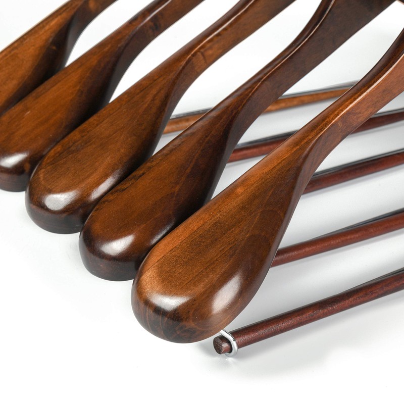 Luxury Wide Shoulder Wooden Hangers 2 Pack, with Locking Bar,