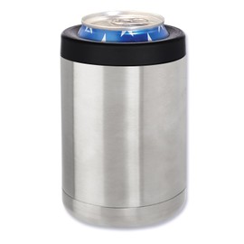 Thirsty Rhino Blok, 12 oz Stainless Steel Beer Can & Bottle Holder Can Cooler Insulator, Double Wall Vacuum Insulated, Set of 2 (Silver)