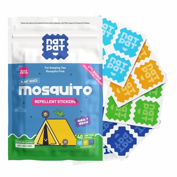 NATPAT BuzzPatch Mosquito Patches for Adults - Plant-Based Mosquito Patches,