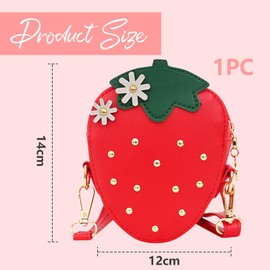 GlamRays Children's Handbags for Girls, Little Girls Strawberry Handbag, Kids Toddler Crossbody Handbags for Girls, Birthday Gift, red