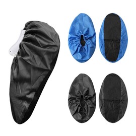Jagowa 2 Pairs Reusable Overshoes, Non-Slip Waterproof Shoes Covers Elastic Washable Boot Covers for Household (Black, Blue)