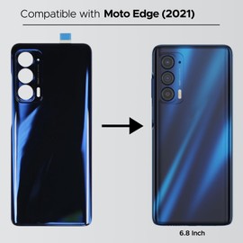 Compatible with Moto Edge 2021 Back Cover Replacement, Back Housing Door with Pre-Cut Tape for Moto Edge 5G 2021 XT2141-1, with Toolkit & Instruction, Nebula Blue