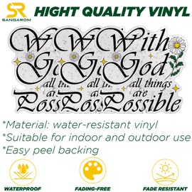 with God All Things are Possible Sticker Christian Jesus Die Cut Waterproof Vinyl Sticker for Water Bottle Tumbler Hard Hat Helmet Car Laptop Gift (5 Inches)