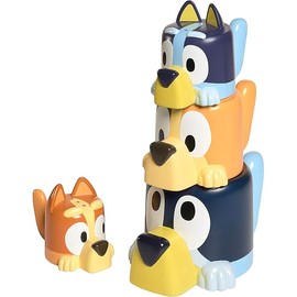 TOMY Toomies Bluey Bath Toys - Bluey's Family Pourers - Includes Chilli, Bandit, Bingo and Bluey Figures - Nesting and Stacking Cups for Bath, Beach or Pool - 4 Count - Ages 18 Months and Up