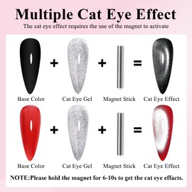 Imtiti Silver Cat Eye Gel Nail Polish, 15ML Silver Holographic Glitter Cat Eye Gel Polish with Magnet UV LED Magnetic Gel Nail Polish Clear Galaxy Sparkly Home DIY Manicure Nail Kit