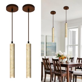 JIANTLAIUS Yellow Travertine Pendant Light Japanese Wabi-sabi Style Wooden Hanging Lamp Bedroom Bedside Chandelier Nordic Style Dining Room Kitchen Bar Island Counter LED Small Pendant Lamps