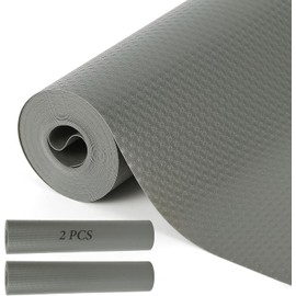 Revestimientos Antideslizantes de Gabinetes, Paquete de 2 - Forro para Estantes y Cajones(30 x 500 cm) Tapetes para Refrigerador, Forro para Estantes Transparente, Fácil de Cortar y Limpiar (Gris)