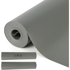 Revestimientos Antideslizantes de Gabinetes, Paquete de 2 - Forro para Estantes y Cajones(30 x 500 cm) Tapetes para Refrigerador, Forro para Estantes Transparente, Fácil de Cortar y Limpiar (Gris)