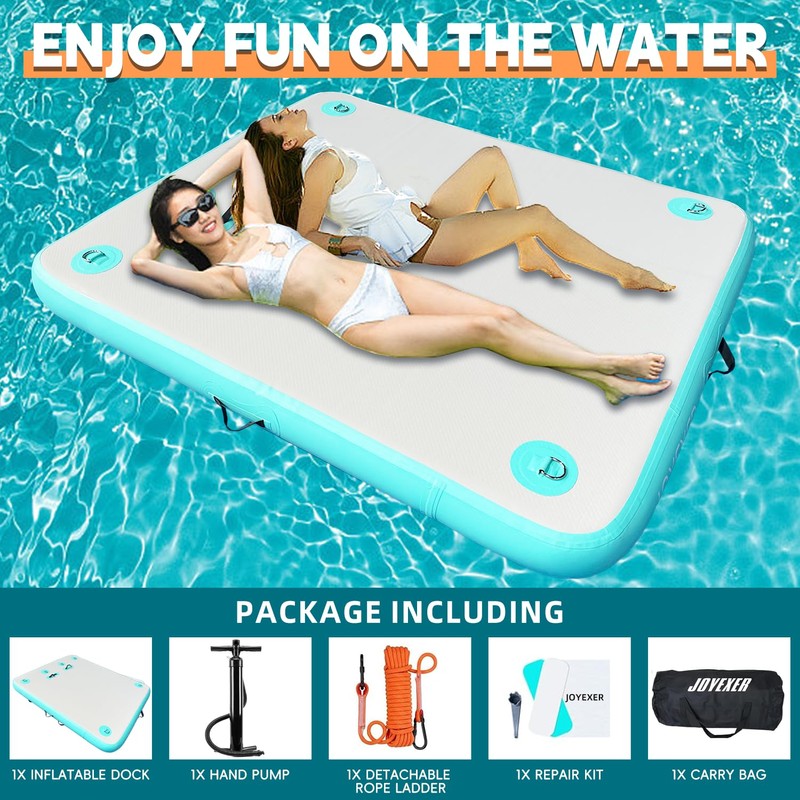 Inflatable Floating Dock, 5 x 6ft Air Dock Platform, Island