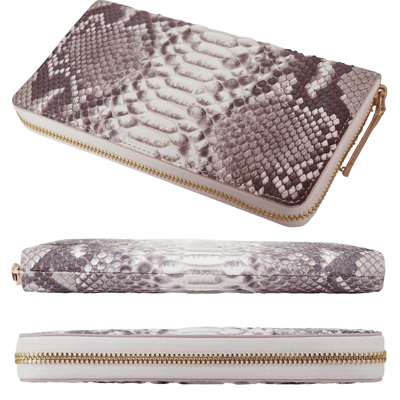 Bliss Leather, Genuine Diamond Python, 1 Piece Leather Long Wallet,