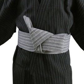 G-LIKE Japanese Kimono Obi Belt - Traditional Kimono Belt Waistband Harajuku Haori Yukata Robe Accessories Three-Dimensional Waist Belt Self Knot for Men - Cotton, gray, One size fits all