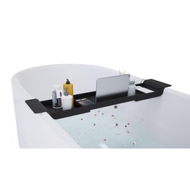Adjustable Bathtub Tray for Relaxation – Expandable Bath Caddy with Divided Storage, Slip-Resistant Design, Holds Books, Tablets, Wine & Spa Essentials – Waterproof & Durable Plastic